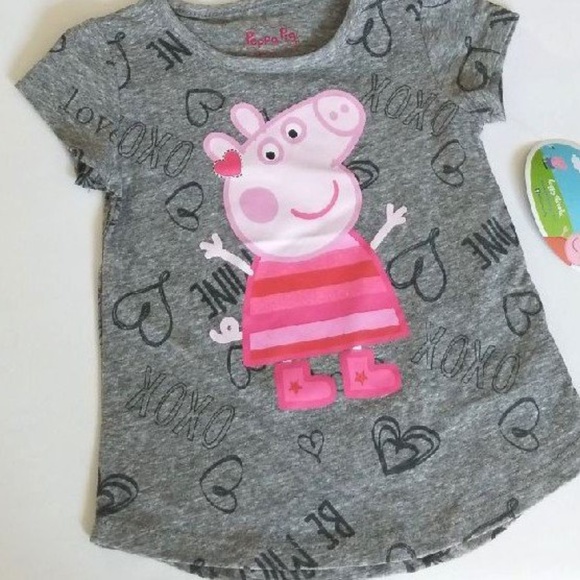 /"NEW/" Peppa Pig ~ Pretty /& Pink SHIRT ~ Toddler Girl/'s Sz 4T 4 Gray GLITTER NWT